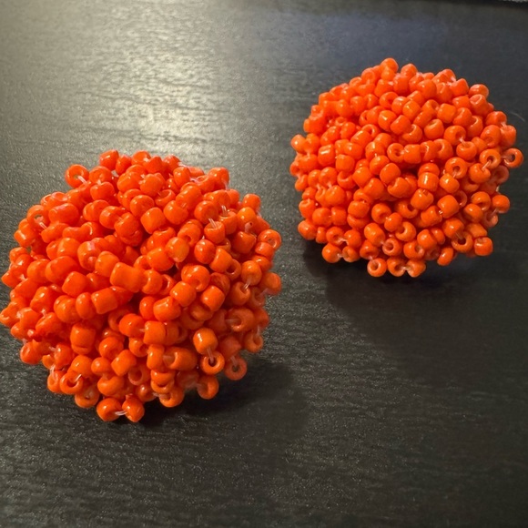 ⚜️3 for $30⚜️ Handcrafted Orange Seed Bead Stud Earring Neon Holiday Vaycay - Picture 12 of 13